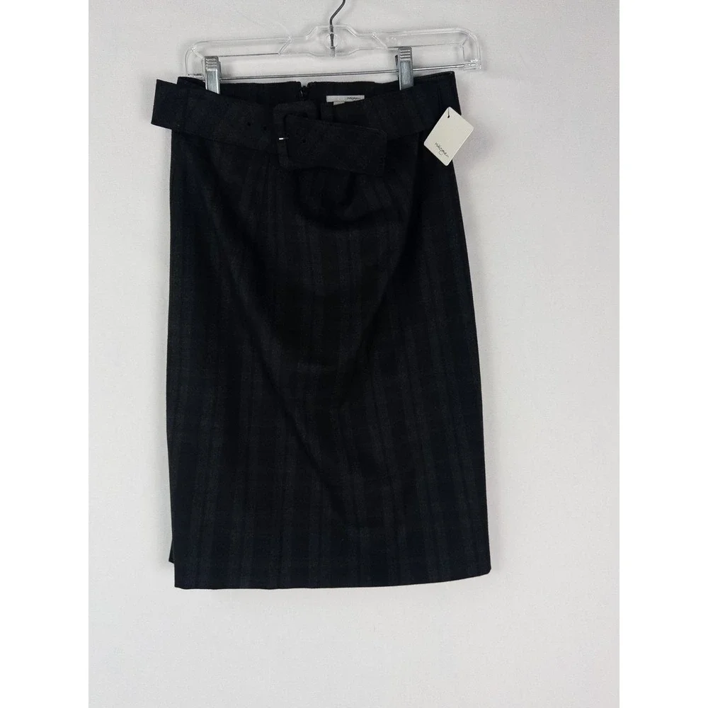 NWT Halogen Skirt Womens 6 Pencil Black Knit Belt Plaid Career‎ Office
